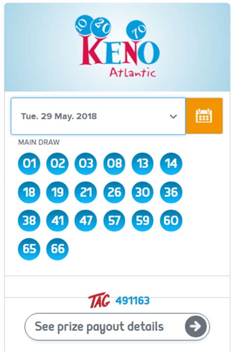 Keno Atlantic & TAG Numbers .